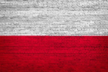 Polonya ulusal bayrak bir tuğla zemin üzerine