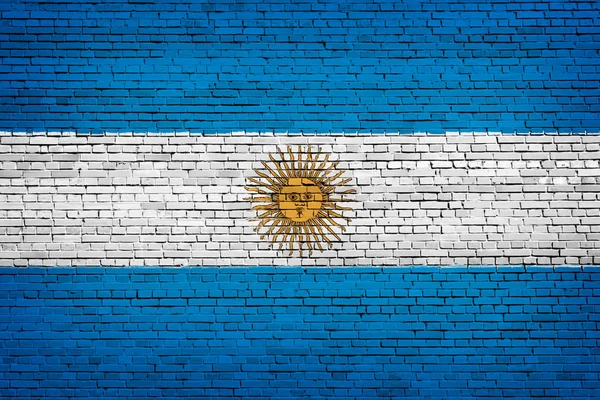 Національний Прапор Аргентини Фоні Цегла — стокове фото
