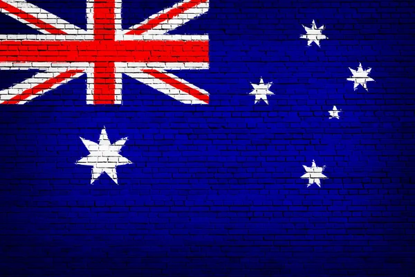 Bandiera Nazionale Dell Australia Uno Sfondo Mattoni — Foto Stock