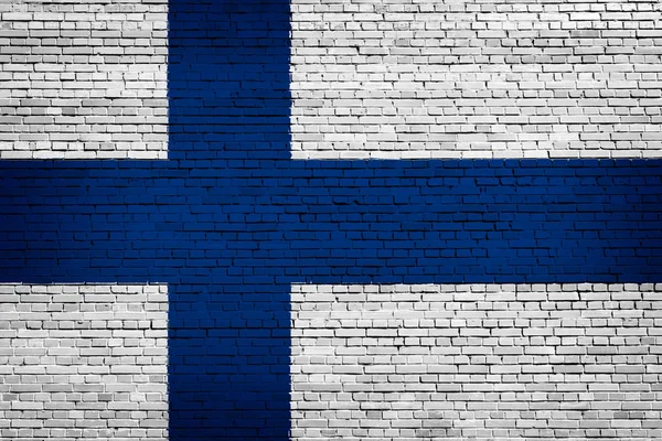 National Flag Finland Brick Background — Stock Photo, Image