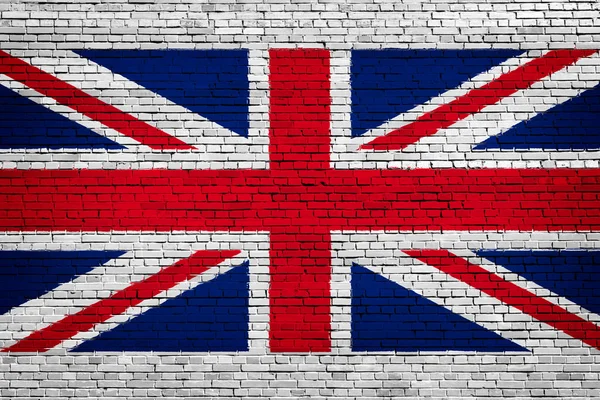 Bandeira Nacional Reino Unido Sobre Fundo Tijolo — Fotografia de Stock
