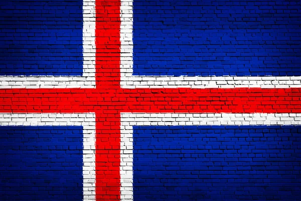 Bandera Nacional Islandia Sobre Fondo Ladrillo —  Fotos de Stock