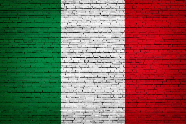 Nationale Vlag Van Italië Achtergrond Van Een Baksteen — Stockfoto