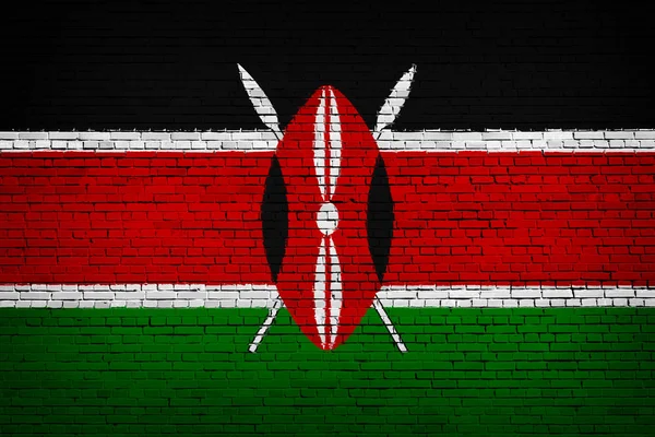 Bandiera Nazionale Del Kenya Uno Sfondo Mattoni — Foto Stock