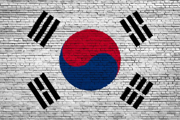 National Flag South Korea Brick Background — Stock Photo, Image