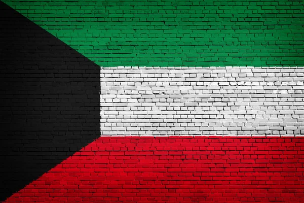 Bir tuğla zemin üzerine Kuveyt Ulusal bayrak