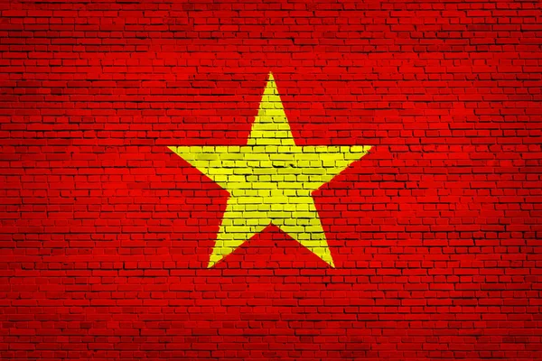 Bendera Nasional Vietnam Pada Latar Belakang Bata — Stok Foto