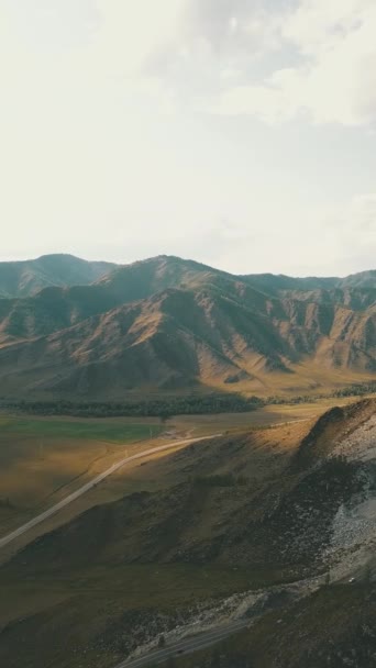 Légi Felvétel Táj Panoráma Mountain Altaj Autópálya Légi Felvételeket Drone — Stock videók