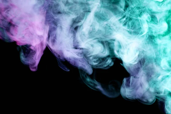 Sűrű Kék Lila Füst Elszigetelt Fekete Háttéren Háttérben Füst Vap — Stock Fotó