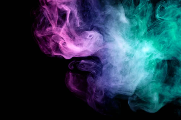 Pink Green Blue Cloud Smoke Black Isolated Background — Stock Photo, Image