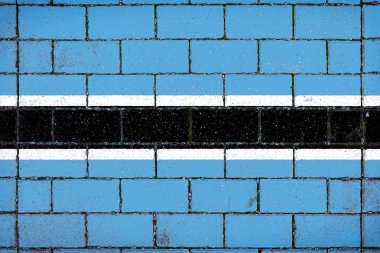 Botsvana ulusal bayrak taş bir arka plan çerçevede bir yosun kaplı