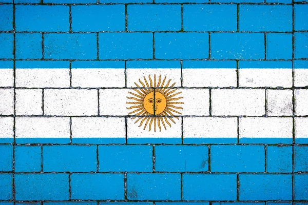 Государственный Флаг Аргентины Фоне Каменного Фона Покрытого Мхом — стоковое фото
