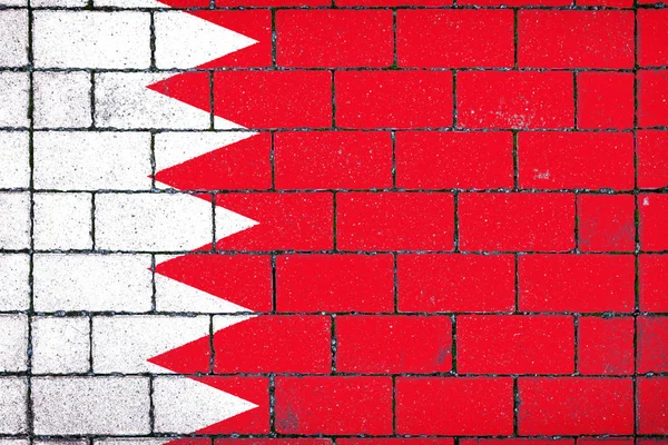 Εθνική Σημαία Του Μπαχρέιν Φόντο Ένα Πέτρινο Φόντο Καλύπτονται Βρύα — Φωτογραφία Αρχείου
