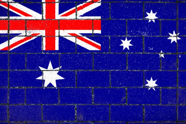 Bandiera Nazionale Dell Australia Sullo Sfondo Uno Sfondo Pietra Ricoperto — Foto Stock