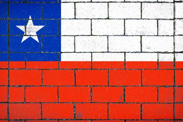Bandeira Nacional Chile Contra Fundo Pedra Coberto Musgo — Fotografia de Stock
