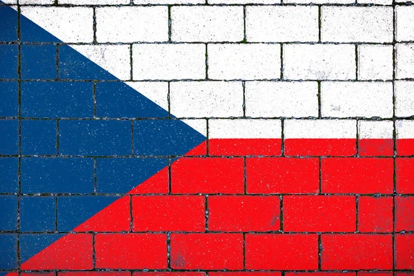 Національний Прапор Чехії Тлі Кам Яних Фону Покритий Мохом — стокове фото