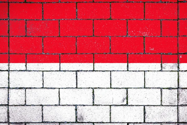 Bendera Nasional Indonesia Dengan Latar Belakang Batu Dilapisi Dengan Lumut — Stok Foto