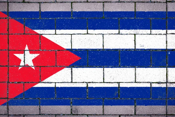 Bandeira Nacional Cuba Contra Fundo Pedra Coberto Musgo — Fotografia de Stock