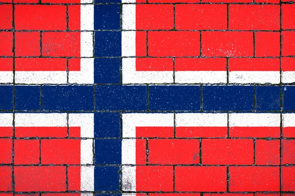 Bandera Nacional Noruega Sobre Fondo Piedra Cubierto Musgo — Foto de Stock