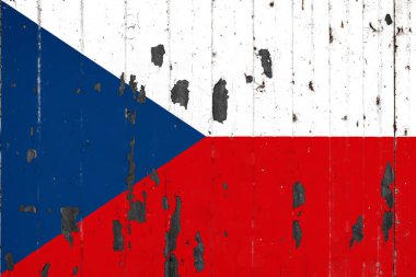 Çek Cumhuriyeti ulusal bayrak eski bir mettale arka plan üzerinde soyulması boya ile kaplı
