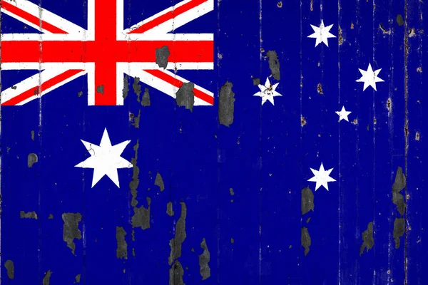 Nationalflagge Australiens Auf Dem Hintergrund Einer Alten Mettale Die Mit — Stockfoto