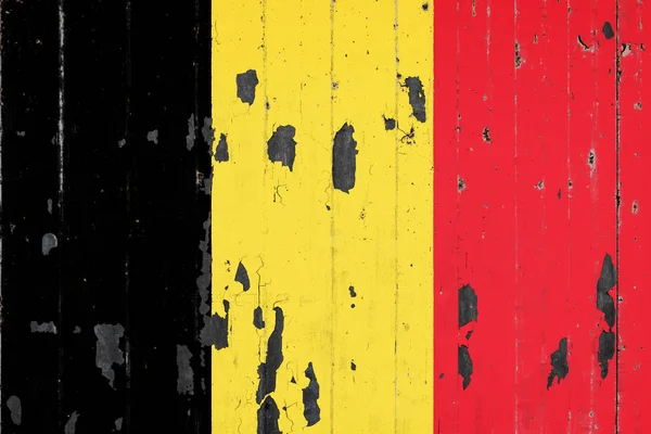 Belçika Ulusal Bayrak Eski Bir Mettale Arka Plan Üzerinde Soyulması — Stok fotoğraf