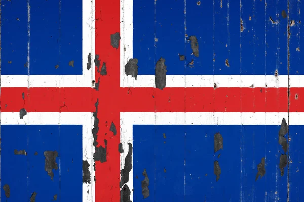 Izland Zászlaja Háttérben Egy Régi Mettale Borított Peeling Paint — Stock Fotó
