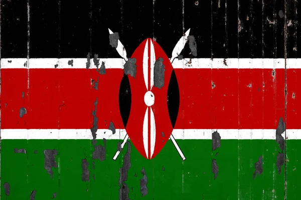 Flaga Narodowa Kenii Tle Starego Mettale Pokryte Łuszczenie Farby — Zdjęcie stockowe