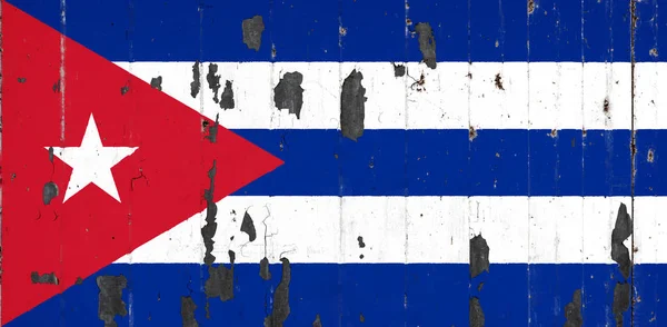 Nationale Vlag Van Cuba Achtergrond Van Een Oude Mettale Bedekt — Stockfoto