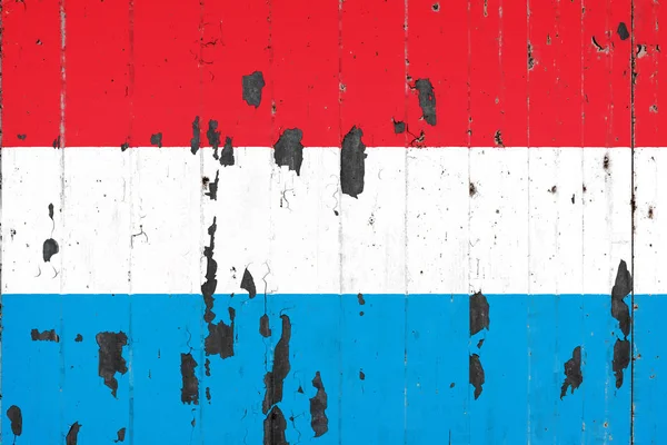 Flaga Narodowa Luksemburga Tle Starego Mettale Pokryte Łuszczenie Farby — Zdjęcie stockowe