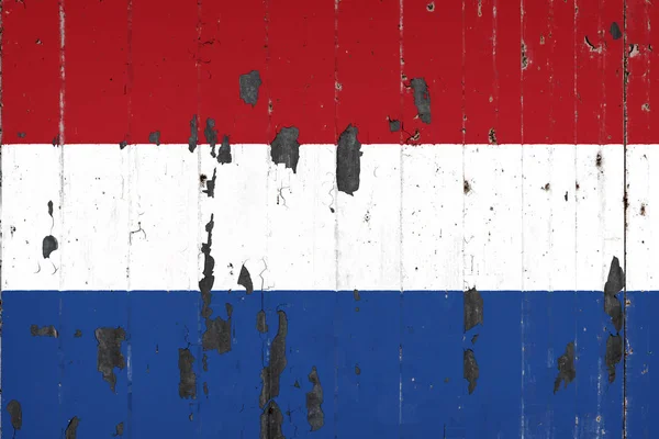 Bandera Nacional Holanda Fondo Viejo Cuento Metal Cubierto Con Pintura —  Fotos de Stock