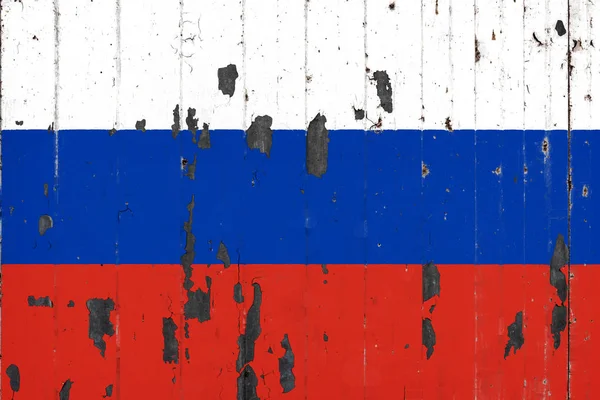 Flagga Ryssland Bakgrunden Gammal Mettale Täckt Med Peeling Färg — Stockfoto
