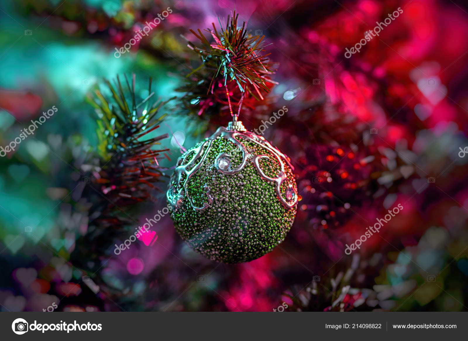 Green Shiny Decoration Christmas Balls Colored Purple Red Smoke