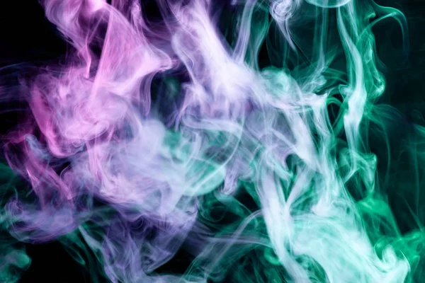 Hustý Kouř Vícebarevné Růžové Modré Fialové Barvy Černou Samostatný Pozadí — Stock fotografie