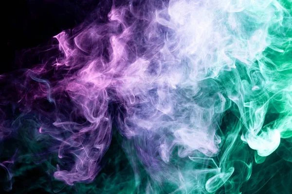 Μπλε Πράσινο Και Ροζ Καπνό Στο Μαύρο Backgroun — Φωτογραφία Αρχείου