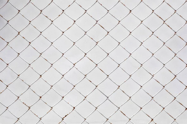 Close White Wall Covered Mellaic Grating Texture Cage Metal Net — Stock Photo, Image