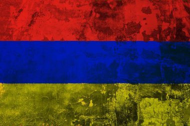 Ermenistan Ulusal bayrak duvar eski arka plan üzerinde soyulması boya ile kaplı