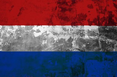 Hollanda Ulusal bayrak duvar eski arka plan üzerinde soyulması boya ile kaplı