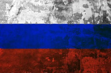 Rusya Ulusal bayrak duvar eski arka plan üzerinde soyulması boya ile kaplı