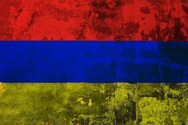 Bandera Nacional Armenia Fondo Vieja Pared Cubierta Con Pintura Pelada — Foto de Stock