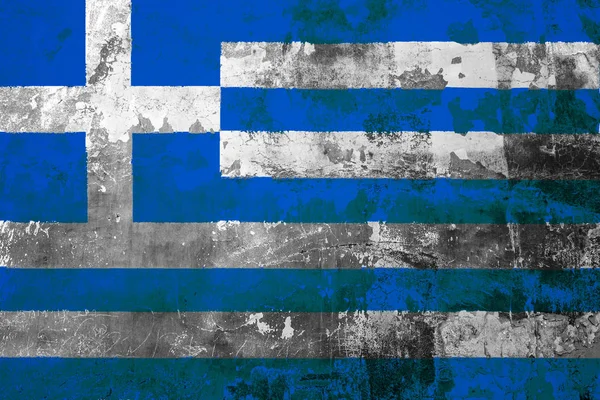 Bandeira Nacional Grécia Fundo Antiga Parede Coberta Com Tinta Descascada — Fotografia de Stock