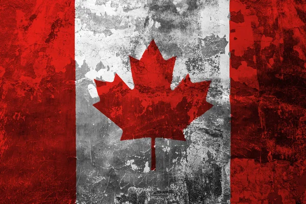 National Flag Canada Background Old Wall Covered Peeling Paint — Stock Photo, Image