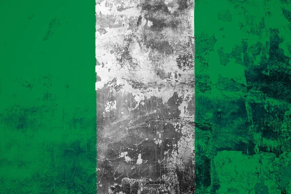 Bandera Nacional Nigeria Fondo Vieja Pared Cubierta Con Pintura Pelada — Foto de Stock