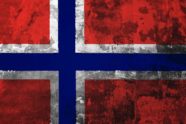 Bandeira Nacional Noruega Fundo Antiga Parede Coberta Com Tinta Descascada — Fotografia de Stock