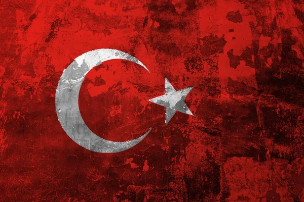 Nationalflagge Der Türkei Auf Dem Hintergrund Der Alten Mauer Mit — Stockfoto