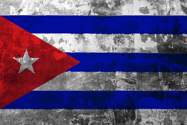 Nationale Vlag Van Cuba Achtergrond Van Oude Muur Bedekt Met — Stockfoto