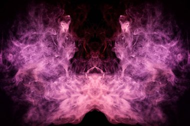 MoCap cool t-shirt için. Bir kafatası, canavar, dragon siyah Yalıtılmış zemin şeklinde yoğun çok renkli duman pembe ve kırmızı renkler. 