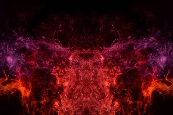 Fantezi elbise için baskı: t-shirtler, tişörtü. Kırmızı siyah bir canavar şeklinde duman bulutu arka plan izole. Arka plandan vape duman.