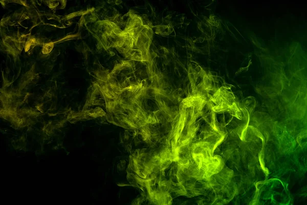Textuur Achtergrond Voor Creativiteit Groene Gele Wolk Rook Zwarte Geïsoleerde — Stockfoto