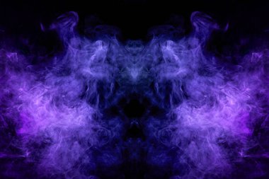 MoCap cool t-shirt için. Bir kafatası, canavar, dragon siyah Yalıtılmış zemin şeklinde yoğun çok renkli duman, mor ve mavi renkler. 